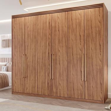 Imagem de Guarda-Roupa Casal 6 Portas com Espelho Interno Giratório 235cm 100% MDF Turim Espresso Móveis