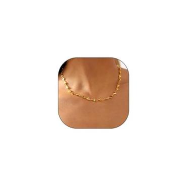 Imagem de FUTIMELY Colar feminino banhado a ouro 14 K, corrente de amor fina de prata para mãe, acessórios de joias modernas simples, Small, Zinco, Sem Pedra Preciosa