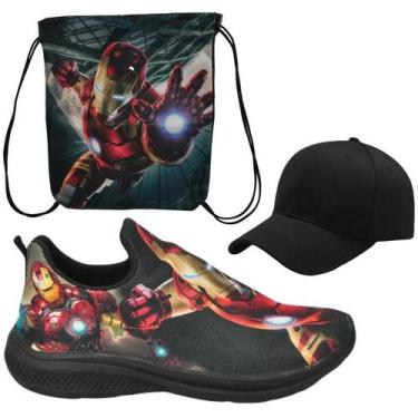 Imagem de Tênis Infantil Masculino Calce Fácil Escolar Menino Personagem +Boné+M