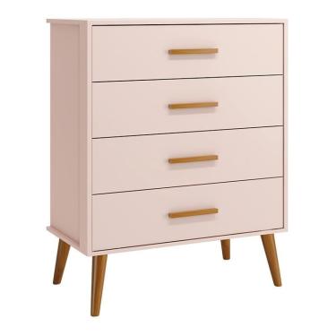 Imagem de Cômoda Infantil Isis 4 Gavetas - Reller Móveis Rosa