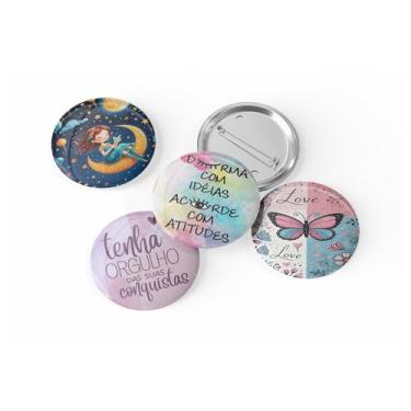 Imagem de kit com 4 Botons Broche Alfinete - Coleção Motivacional - Button, Pin