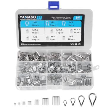 Imagem de YAMASO 240 peças de cabo de aço inoxidável dedais de alumínio manga de crimpagem 1/40.6 cm 1/20.3 cm 3/40.6 cm 5/81.2 cm para cabo de corda de fio
