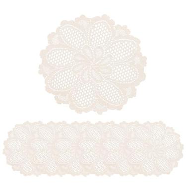 Imagem de Jayla 6 peças de jogo americano de renda redonda para mesas bordadas, vintage, crochê, renda floral, corredor, vintage, casamento, 38 cm