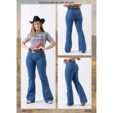 Imagem de Calça Jeans Nelore Country Feminina Flare, 48, Delavê