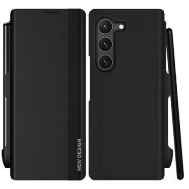 Imagem de Capa protetora para Samsung Galaxy Z Fold 5 com S Pen e protetor de tela integrado, suporte de carregamento sem fio à prova de choque para Samsung Z Fold 5 5 g (preto)