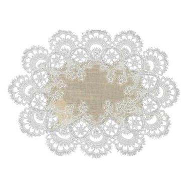 Imagem de Caminho de Mesa Bordado Linho Rendado Istambul 30x45cm Jolitex