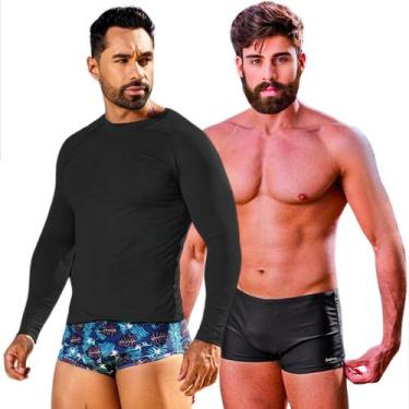 Imagem de Kit Sunga Tradicional Boxer Camisa Proteção Malha Fria Natação Segunda