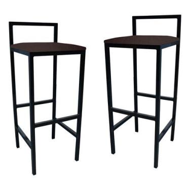 Imagem de Kit 2 Banqueta Alta Quadrada Industrial Cozinha Balcão Bar - Moveraço,