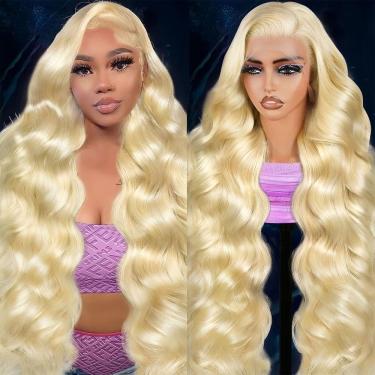 Imagem de Peruca Shciyair 66 cm, 613, cabelo humano loiro, 200 densidades, renda frontal