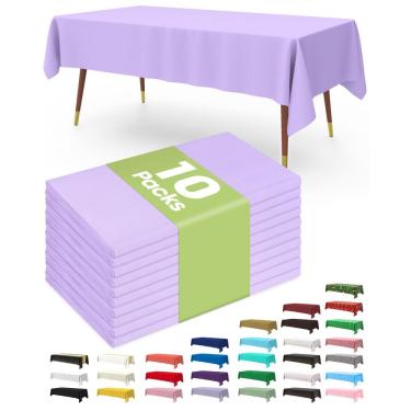 Imagem de Toalha de mesa de plástico descartável, pacote com 10, 137x274cm, lilás