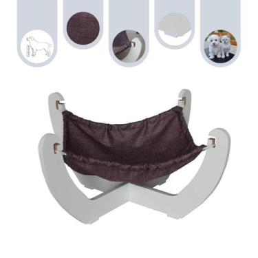 Imagem de Cama Para Gato Rede Pet Cachorro MDF Espreguiçadeira Modelo X - Branco