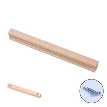 Imagem de Puxador longo de madeira maciça para porta de cinzas, puxador de madeira para armário de armário de gaveta de armário, puxador de móveis de cozinha, puxador de maçaneta de armário de bar, óleo de cera