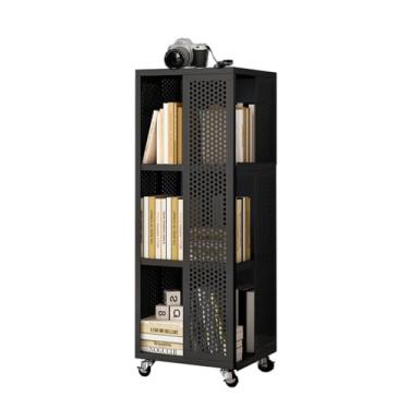 Imagem de AKALNNB Torre de estante rotativa, suporte de CD de chão com roda, suporte de exibição de unidade de 3/4/5 níveis, fácil de montar para quarto, sala de estudo, sala de estar, escritório