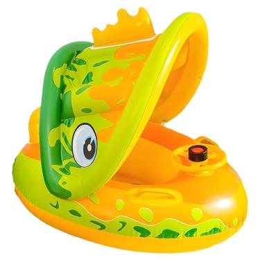 Imagem de Flutuação de natação para criança, piscina de criança flutua - Anel de flutuação de natação da piscina de criança com dossel do sol,Água em de barco brincando brinquedo com volante e buzina para menin