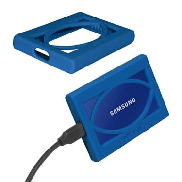 Imagem de Alltravel Capa amortecedora de silicone para SSD portátil Samsung T7, T7 Touch - 1TB, 2TB, 500 GB - USB 3.2 Unidades externas de estado sólido (azul)