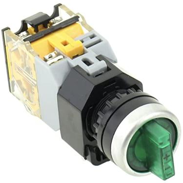 Imagem de Yuco YC-SS22PMA-I2G-1 Interruptor seletor iluminado 22 mm 2 posições mantido 24 V AC/DC com 1 bloco de contato normalmente aberto 1 bloco de contato normalmente fechado (verde)
