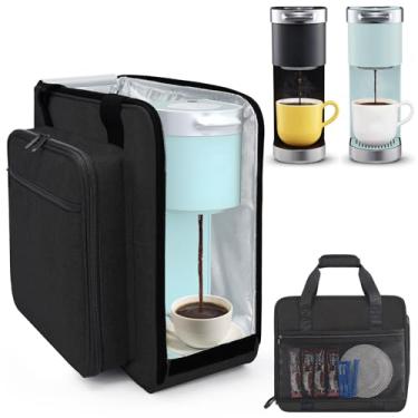 Imagem de Anitor Bolsa de viagem portátil para cafeteira Keurig K-Mini ou K-Mini Plus, bolsa de viagem para máquina de café de porção única com alças acolchoadas inclui vários sacos de armazenamento, preta