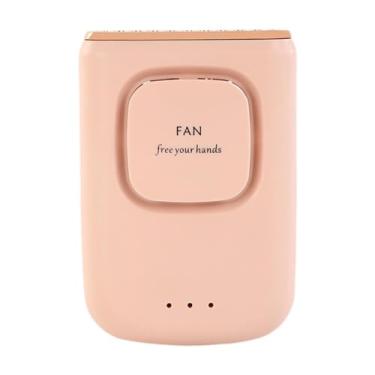 Imagem de Ventilador do pescoço Handheld/desktop/cintura ventilador poderoso eólico recarregável 3 velocidades para correr Trabalhos ao ar livre de viagem Campo, Rosa