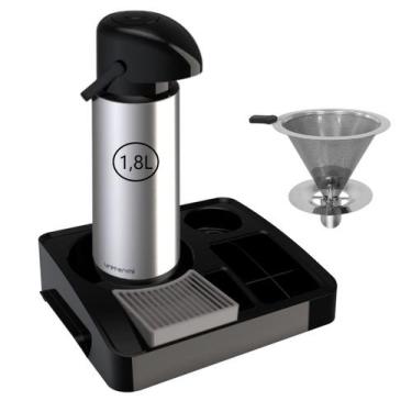 Imagem de Kit Bandeja Serv1 + Garrafa 1,8l Inox + Coador Inox Unitermi