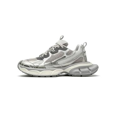 Imagem de Niepce Inc Streetwear Tênis masculino grosso de cano médio, Prata-s555, 41