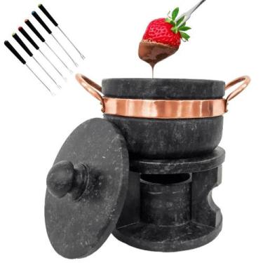 Imagem de Fondue em Pedra Sabão 500ml + 6 Garfinhos - Arte Nativa