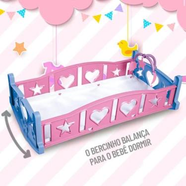 Imagem de Bercinho Baby Para Boneca 46cm Com Mobile - Brinquedo - Brinqmix