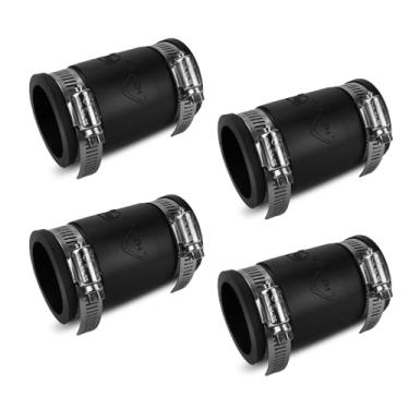 Imagem de Punho flexível de controle de poeira de 3,8 cm, com braçadeiras de mangueira de aço inoxidável, acoplamento de tubo de PVC flexível para conexões de encanamento de ferro fundido e plástico, 4 peças de