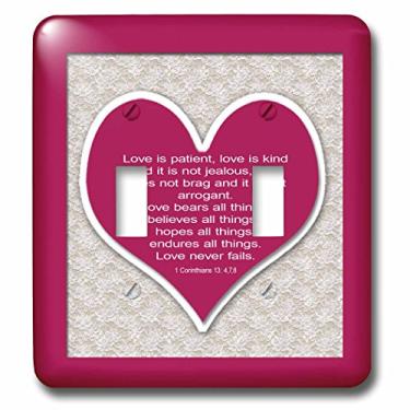 Imagem de 3dRose lsp_178769_2 Capa de interruptor de luz de fundo de coração vermelho e verso da Bíblia sobre amor em um fundo de renda