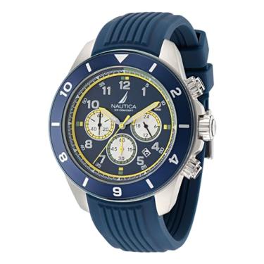 Imagem de Nautica Relógio masculino com pulseira de silicone azul (modelo: NAPNOS402), Azul