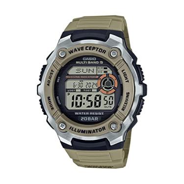 Imagem de Casio Relógio digital masculino Wave Ceptor Illuminator Atomic Timekeeping WV-200R-5ACF, Bege