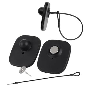 Imagem de 1000 etiquetas rígidas de segurança para roupas de 8,2 MHz, frequência RF, etiqueta de roupas de segurança de varejo com 1000 pinos e 100 cordões compatíveis com sistema RF 8,2 MHz EAS