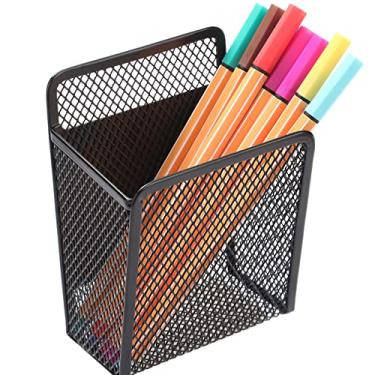 Imagem de Porta-lápis magnético – Suporte de marcador de tela extra forte perfeito para quadro branco, geladeira e acessórios de armário (1 cesta, preto)