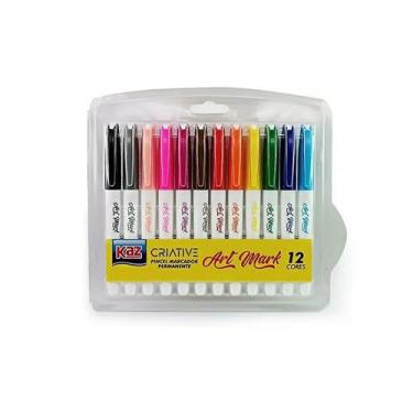Imagem de Canetinha Pincel Marcador Artístico Permanente Art Mark 12 cores - kaz