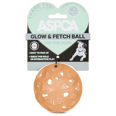 Imagem de ASPCA Brinquedo para cães com gaiola que brilha no escuro – Bola de borracha fácil de pegar para buscar à noite – Construção TPR segura, durável e divertida para cães