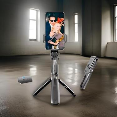 Imagem de Bastão De Selfie Premium Com Tripé, Bluetooth, Retrátil, Com Controle Remoto E Luz LED, Compatível Com IPhone E Android, Marca VARENZIA