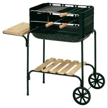 Imagem de Churrasqueira Mor Califórnia 3011 Com Grelha, Tábua, Espetos E Rodas Para Transporte Preto