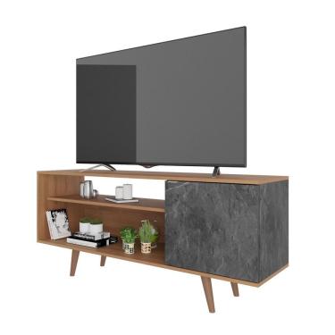 Imagem de Rack Para Tv Até 42 Polegadas 1 Porta R1486 Amêndoa/mármore Lunar
