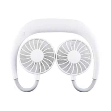 Imagem de Ventilador Pescoço Usb Portátil Bateria Esporte Lazer Branco