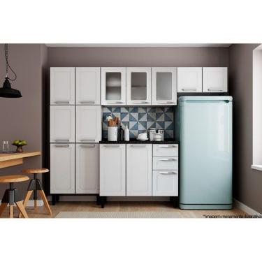 Imagem de Kit De Cozinha Completa 4 Peças Múltipla (2 Armários 1 Balcão 1 Paneleiro) C4p77 Branco - Bertolini