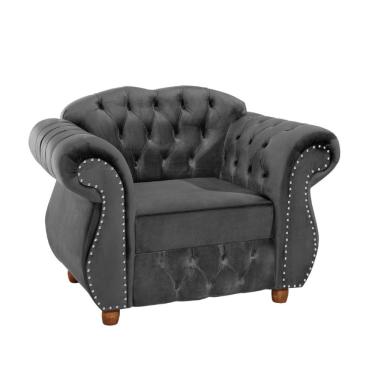 Imagem de Poltrona Chesterfield Merlô Via Encanto Veludo Cinza