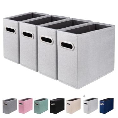 Imagem de ComfortKeeper Pacote com 4 organizadores de arquivos tamanho carta, organizador de pastas de arquivo, caixa de armazenamento de tecido, organizador de papel dobrável com alça de metal, trilhos de PVC