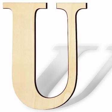 Imagem de BIUWING Letras De Madeira Inacabadas 17", Em Branco Para Decoração Parede, Grandes Sem Pintura, Aniversários E Festas Casamento, Alfabeto Grande U