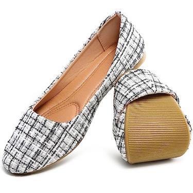 Imagem de HEAWISH Sapatilhas femininas de bico redondo elegantes confortáveis brancas e verdes para mulheres, Branco, 9.5