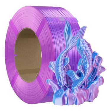Imagem de Chitu Systems Refil de filamento de impressora 3D sem carretel 1,75 mm, seda de duas cores rosa choque azul 1 kg/2,2 lb adequado para carretel reutilizável de laboratório bambu