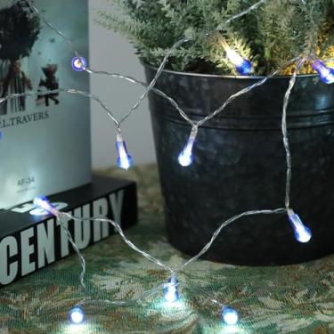 Imagem de Vigdur Cordão de luzes globo – Lindas luzes decorativas operadas por bateria com 20 mini lâmpadas de contas, luz de corda interna para festa de varanda e varanda (azul)