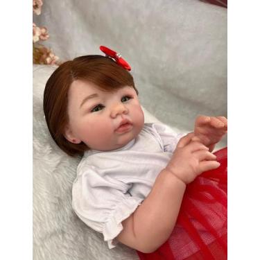 Imagem de Boneca Bebê Reborn Menina Cabelo Fio a Fio Ruiva Realista - Mundo Azul