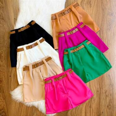 Imagem de Shorts Feminino Alfaiataria tamanho P - c malhas, Rosa
