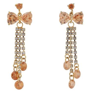 Imagem de Brinco Zircônia Franja BC1224 - Akasaki, Dourado, Topázio