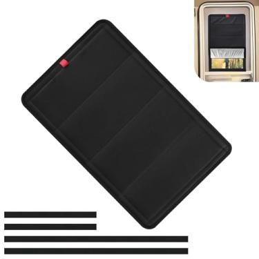 Imagem de Zikefest Persiana de janela de porta de trailer, capa de janela blackout dobrável para trailer, sombra magnética, com revestimento prateado refletivo, proteção UV, capa de janela de porta de campista