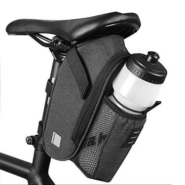Imagem de Qudai Bolsa de selim de bicicleta com bolso para garrafa de água Bolsa de selim para bicicleta à prova d'água Bolsa de espigão de selim traseiro reflexivo para bicicleta com bolsa de chaleira Bolsa